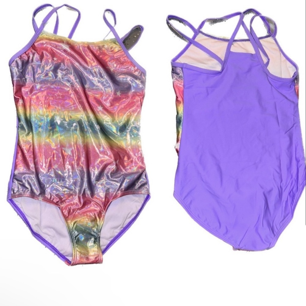 Sports Wear Girls XL Reflecting Rainbow &Stars One Piece Bathing Suit New w/Tags